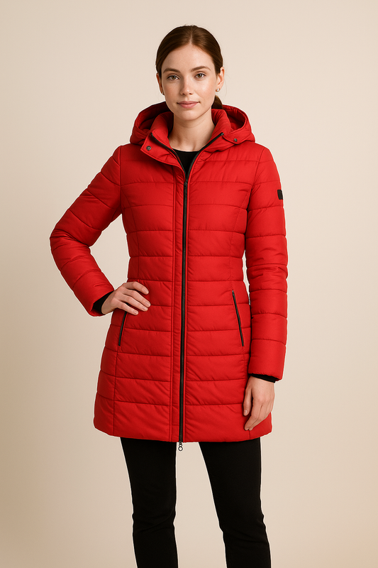 Steppjacke für Damen, wasserabweisend, langes Steppdesign | Winter